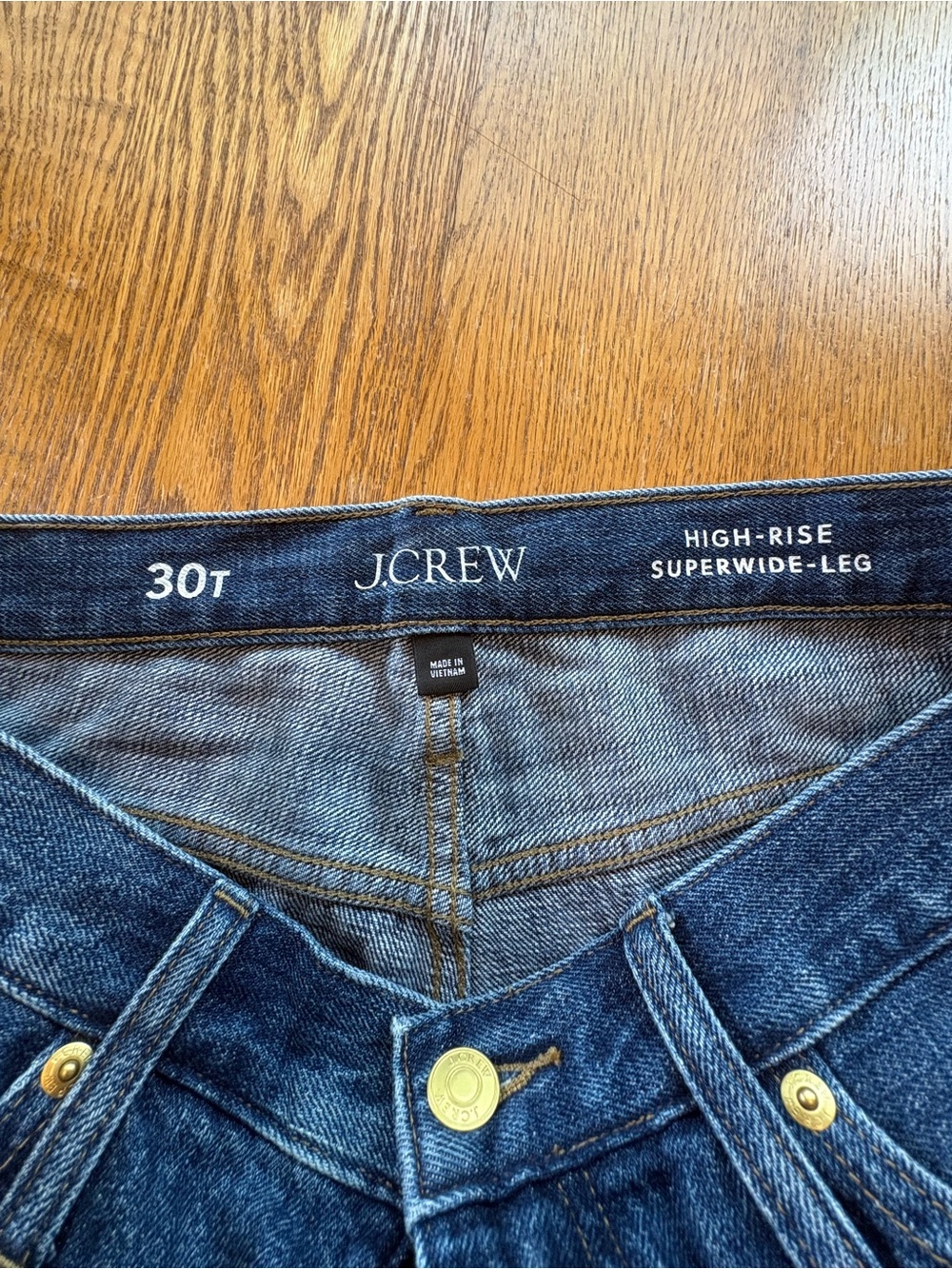 J. Crew High Rise Super Wide Leg Jeans Mid Blue Denim Baggy Size 30T 34” EUC - Picture 11 of 12
